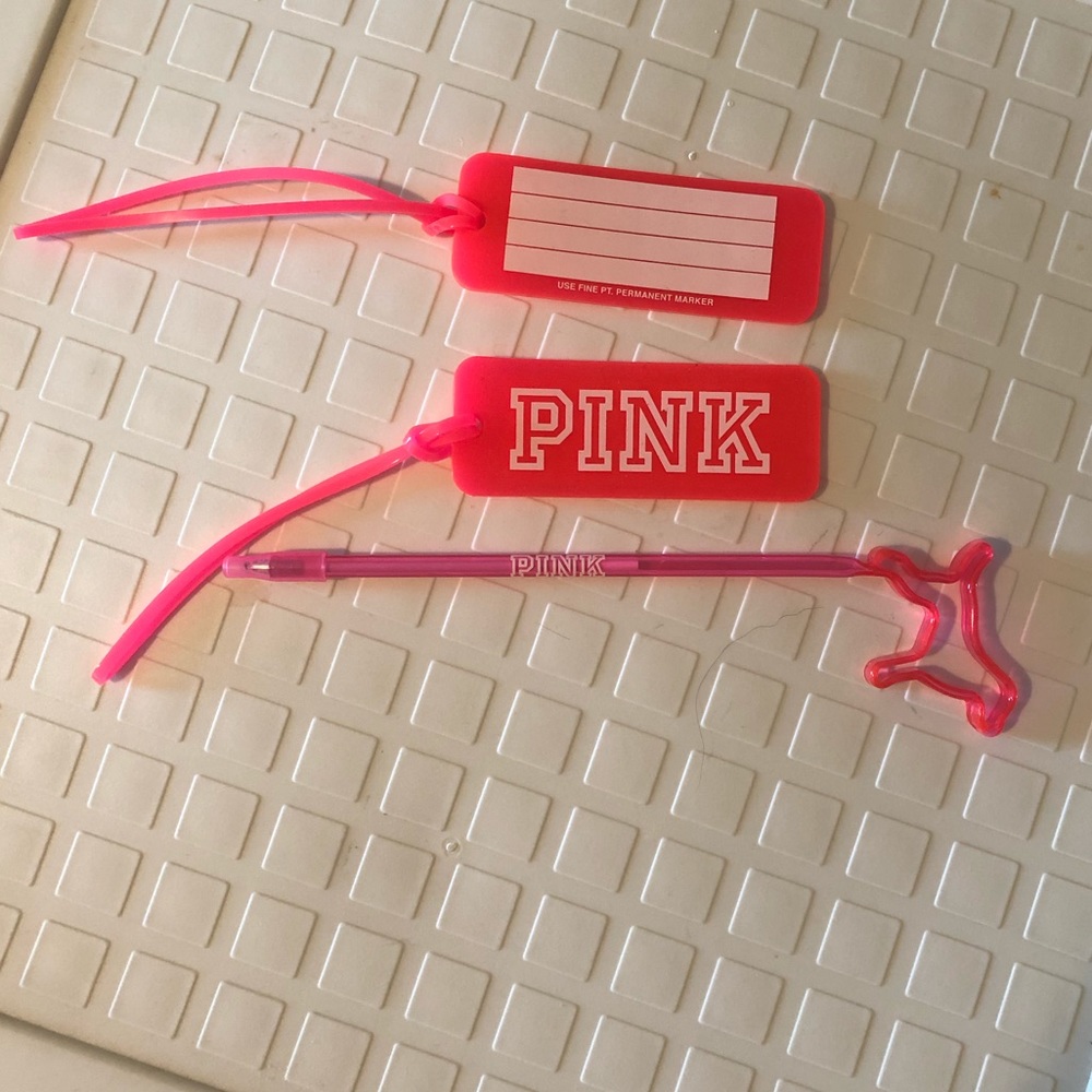 Victoria Secret Pink lot dog ink pen luggage tags
